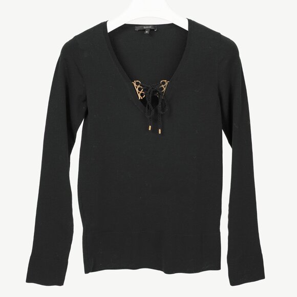 Gucci SS/11 Black Cotton-Blend Lace-Up Pullover - Picture 1 of 9
